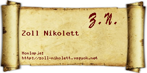 Zoll Nikolett névjegykártya